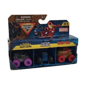 Monster Jam Mini Truck Marvel Black Panther Captain‎ America Iron Man Series 1